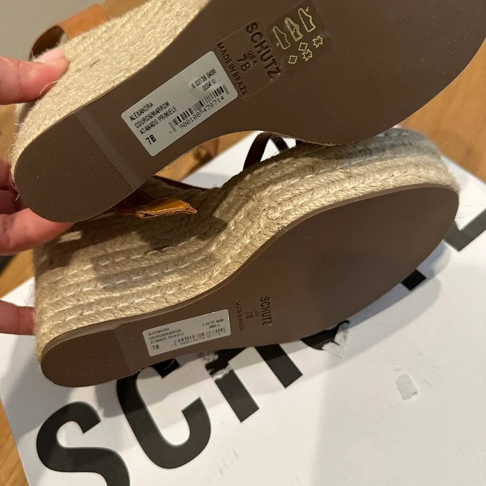 Schutz Nordstrom Women's Brown Wedge Sandals - Picture 4 of 5